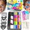 Kids Face Paint Kit – 12 Split Cake Colors, 40 Stencils, Brushes, Sponges & Tattoo Sheets – Non-Toxic, Paraben-Free, Easy to Apply & Wash Off – Safe Face Painting Set for Parties, Festivals & Halloween (multicolor)
